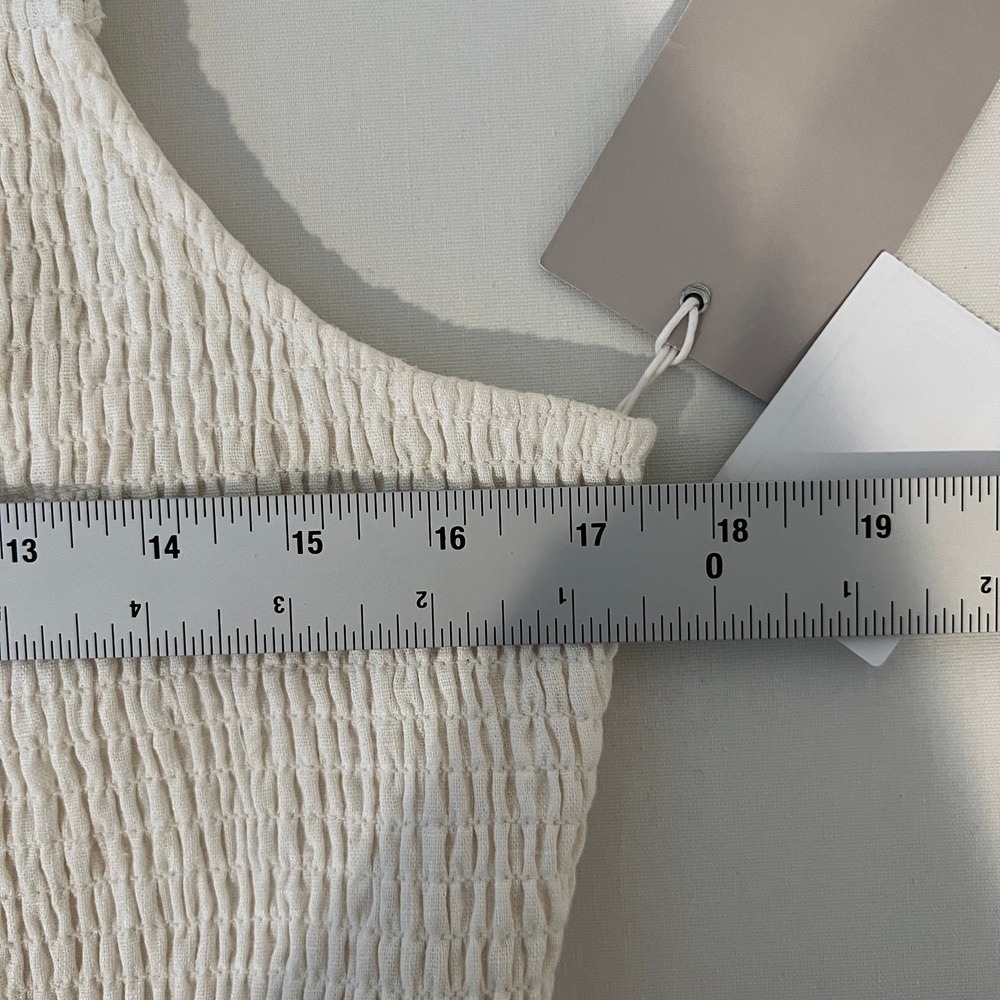 Chelsea28 Smocked Tiered Maxi Dress‎ Womens L Linen Blend White Milkmaid NWT - Picture 9 of 11
